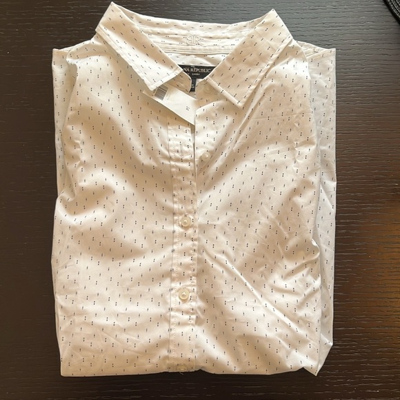 Banana Republic White Patterned Riley Shirt Size 14 NWT - Picture 9 of 11